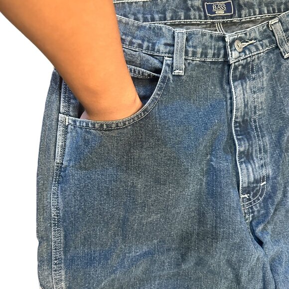 G.H. Bass Carpenter Jeans Reinforced Knee Hammer Loop Dark Wash Mens 34x32 - Picture 5 of 16